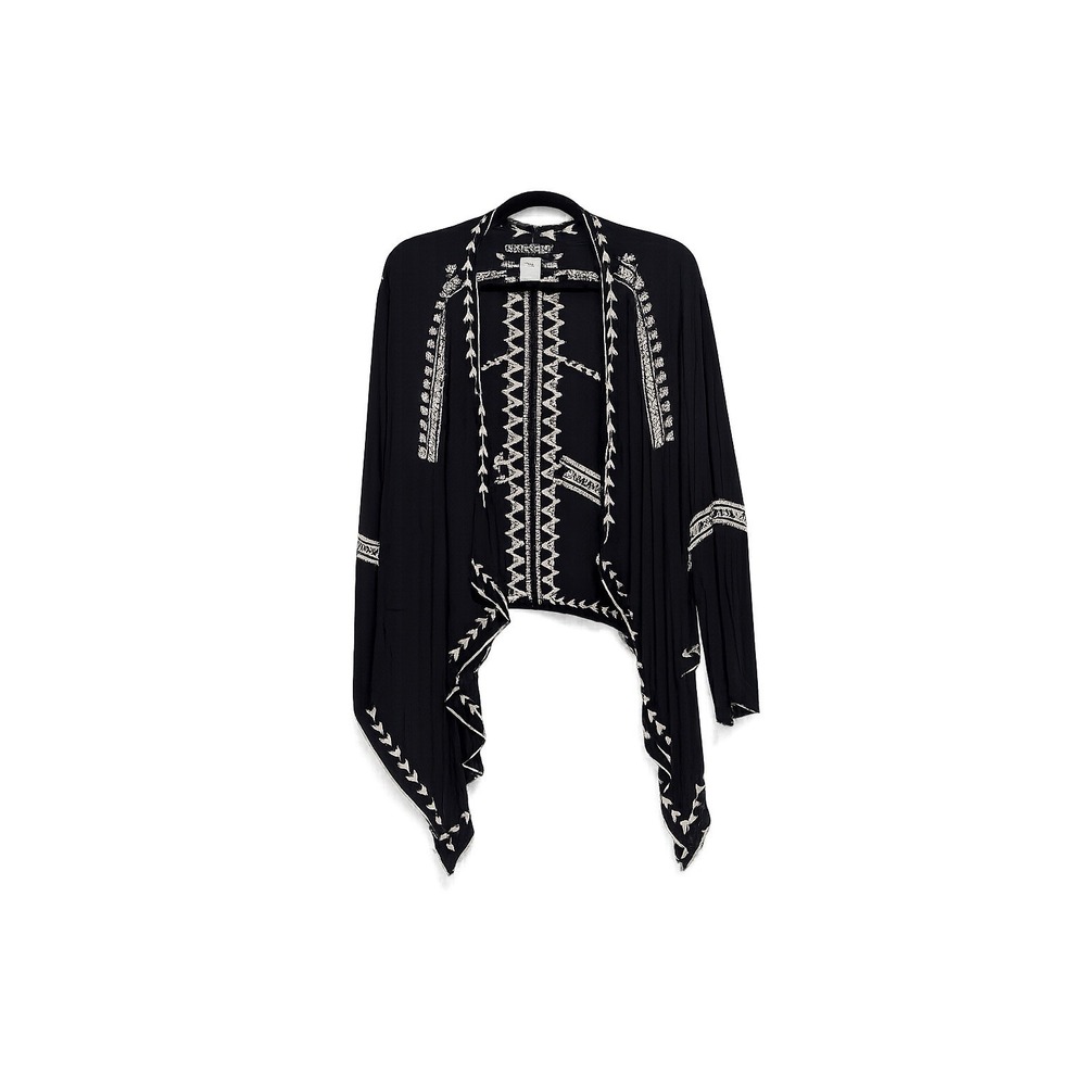 The Pyramid Collection Cardigan Kimono Jacket 1x Embroidered Pockets Bohemian - Picture 4 of 13